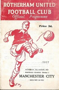 Football Programme ROTHERHAM UNITED v MANCHESTER CITY Aug 1963 - Picture 1 of 1