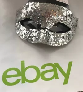 Maschera Maschera Adulto Argento Glitter Nuova - Foto 1 di 4