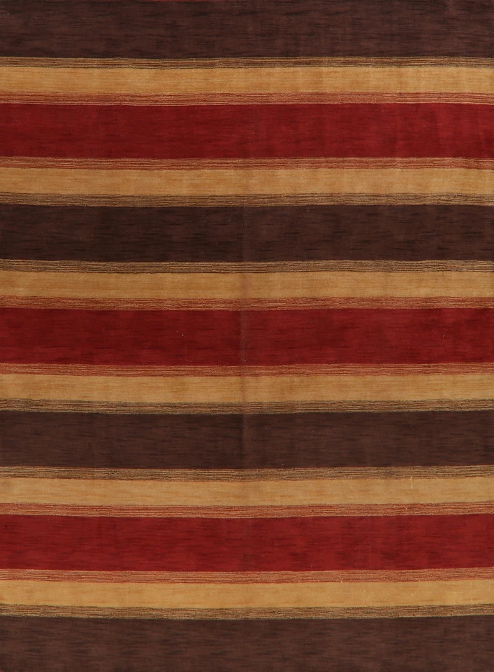 Contemporary Striped Gabbeh Oriental Area Rug Wool Hand-knotted Living Room 9x12 - Image 1 of 4