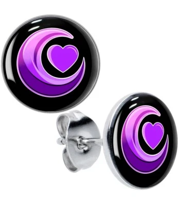 Aretes con corazón de luna creciente Foto 1 de 4