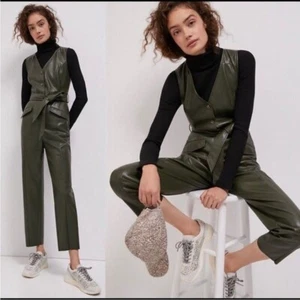 ANTHROPOLOGIE Avec Les FILLES Mono Adrián Cuero Vegano Verde 3X - Imagen 1 de 5