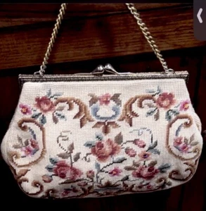 VINTAGE CHRISTINE INDIVIDUELLE TASCHEN Detroit Nadelspitze Rosen & MÜNZBÖRSE SIGNIERT CCB6 - Bild 1 von 18