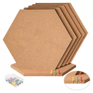 12 Pack Hexagon Cork Board 12" x 10.2" Self-Adhesive Wall Bulletin Corkboards - Picture 1 of 8