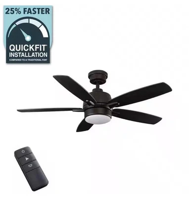 Home Decorators Fawndale 46" Bronze Indoor Ceiling Fan LED Light Remote 5 Blades - Image 1 of 4