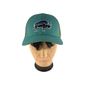 Cappello camionista Patagonia Fitz Roy bisonte bufalo verde berretto a rete snapback - Foto 1 di 11