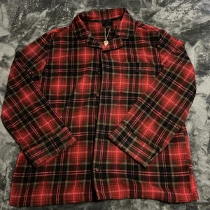 SKIMS Red Black Plaid Fleece Sleep Shirt Button Down ST-PNS-4087 Cranberry Plaid - Picture 1 of 6