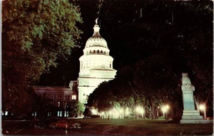 Austin TX Texas Night View Texas State Capitol Dexter Vintage Postcard - Picture 1 of 2