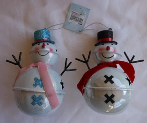 "Par de 6"" muñeco de nieve Jingle Bell Navidad vacaciones adornos paquete Mr. & Mrs. - Imagen 1 de 11