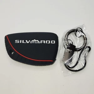 Key Fob Cover Case for Chevy Silverado with Keychain Black Red Trim - Picture 1 of 3