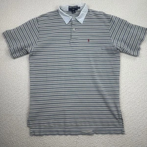 Polo Sport Ralph Lauren Men's Polo Shirt Size XL Gray Striped Denim Collar - Picture 1 of 9