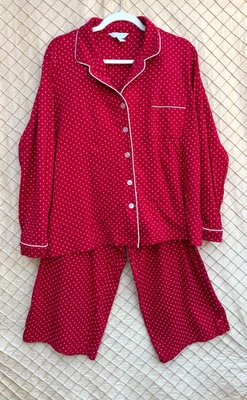 Conjunto de pijama Charter Club manga larga a lunares rojo/blanco talla XL para mujer Foto 1 de 2