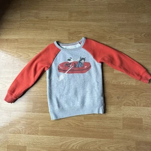 Mini Boden Cat & Dog on boat Sweatshirt Kids Size 5-6Y Orange/Gray - Picture 1 of 9