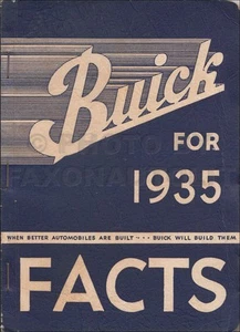Buick Facts Book 1935 distribuidor de datos Albm opciones especificaciones dimensiones - Imagen 1 de 2