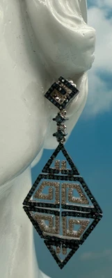 RAREZAS PENDIENTES "TATUAJE" COLGANTES DIAMANTES AZULES Y BLANCOS GENUINOS 1ctw - $730 Foto 1 de 4