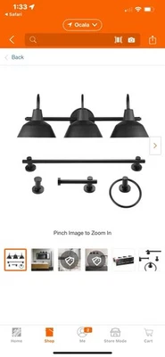 Globe Electric Brooklyn 24 pulgadas Luz de tocador negra mate de 3 luces (juego de 5 piezas) Foto 1 de 2