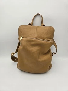 Borse In Pelle Pebbled Brown Leather Backpack Purse Made In Italy Bag - Picture 1 of 19