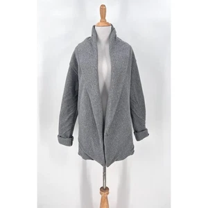 ENZA COSTA Jacket Womens Small Heather Gray Puffy Padded Open Shawl Collar NEW - Picture 1 of 10
