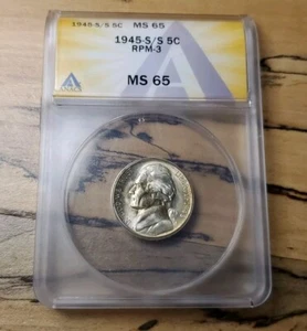 1945 S/S Jefferson War Nickel RPM-003 ANACS MS65 J392 - Picture 1 of 7