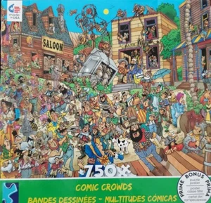 Comic Crowds Ol’ West Old Western Town 750 Pieces Jigsaw Puzzle 24”x18” New rare - Picture 1 of 1