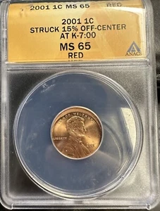 2001 1C 15% off-center ANACS MS65 - Picture 1 of 4