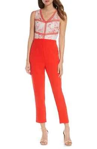 Women's Adelyn Rae Miran Floral Lace Bodice Jumpsuit, Size XL L - Coral - Picture 1 of 1