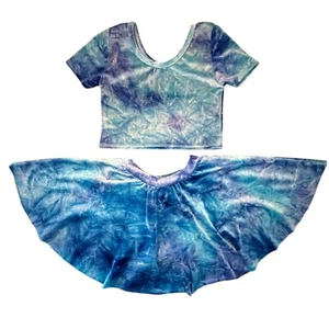 Wild Rich Kids 2 Piece Outfit Girls Size 11/12 crushed blue purple velvet tie dy - Picture 1 of 9
