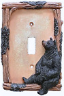 BestGiftEver Black Bear on Log Single Switch Cover Cabin Lodge Style Home Décor
