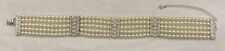 Avon SP Vintage Five Strand Simulated Pearl Silver Tone Choker Necklace 12”