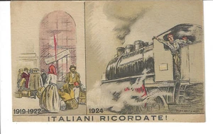 Italian Art Military 1924 Postcard Associazione Nazionale Fascisti Ferrovieri - Picture 1 of 2