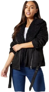 Borg short biker style jacket - Picture 1 of 5