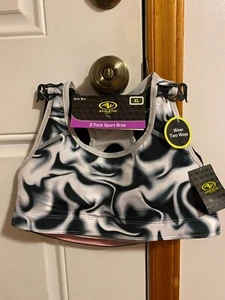 NWT GIRL'S SIZE X-LARGE ATHLETIC WORKS 2 PACK REVERSIBLE SPORT BRAS BAND SIZE 36 - Picture 1 of 7