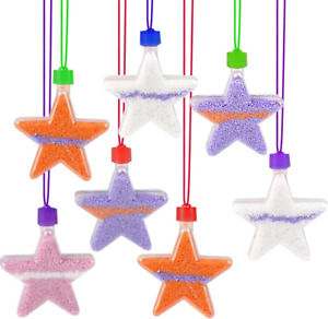 Star Sand Art Bottle Necklaces, Pack of 12, Sand Art Craft Kit with Star Shaped