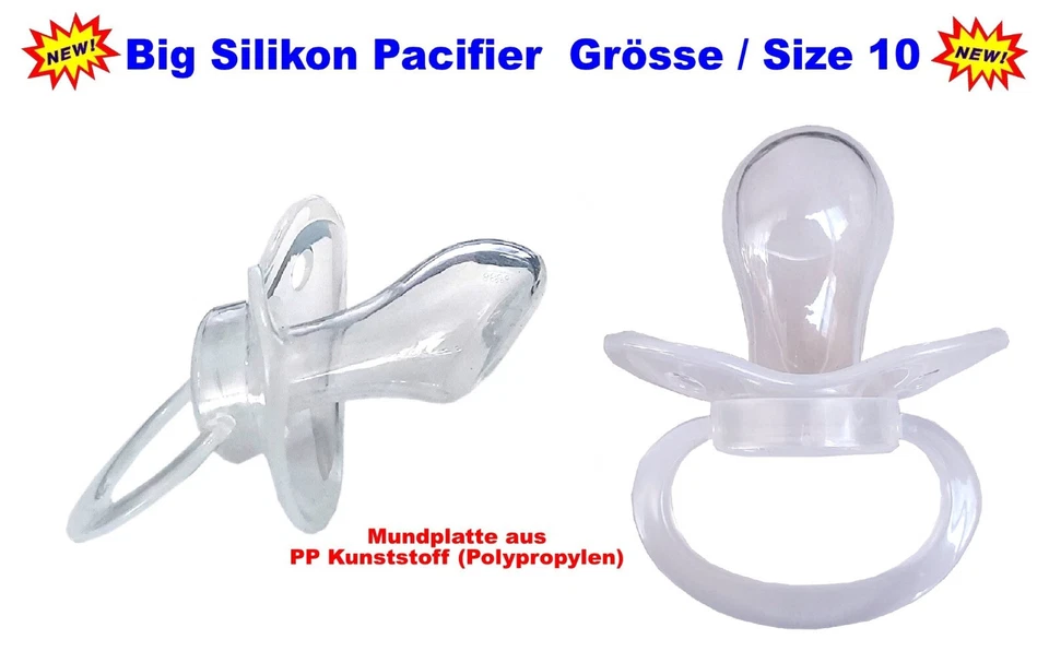 NUCKI-KOENIG ++ABDL ADULT BIGGEST Silikon Pacifier Crystal Clear - Mundplatte 85 x 60 mm ++