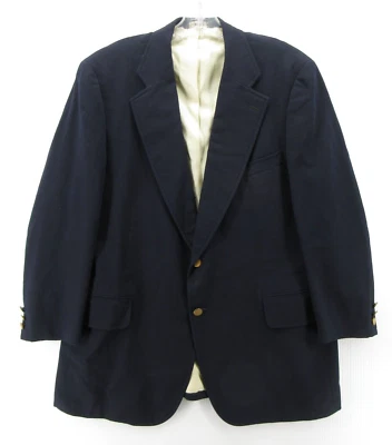 VINTAGE Paul Stuart Sport Coat Men 42 44 Blue Blazer Jacket Lined Gold Buttons * - Image 1 of 4