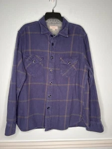 Wallace Barnes Flannel Plaid Button Down Shirt Large Mens Blue Plaid Heavy Over - Picture 1 of 3