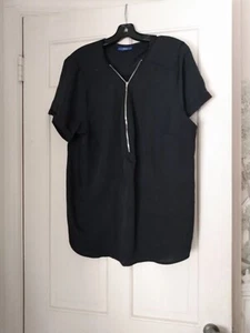 Apt. 9 Negro Sexy Cremallera Frontal Top Talla 1x - Imagen 1 de 4