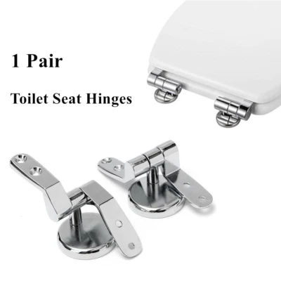 1 Pair Universal Replacement Alloy Toilet Seat Hinges Replacement Mounting Set  - Image 1 of 4