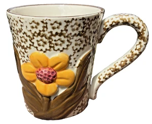 Temp-Tations Ceramic Brown Yellow Sunflower 12 oz Mug Old World 3D Hand Painted - Picture 1 of 9