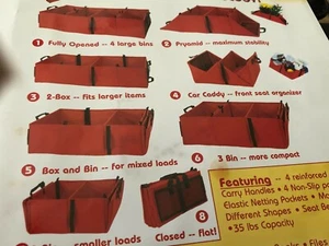 8 Way Folding Trunk Organizer - Ideal For Shopping, Travel, Gym,Boats,Home, Toys - Foto 1 di 7