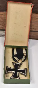 Antica medaglia croce di ferro tedesca 1914 WWI Imperial FW su nastro in scatola originale - Foto 1 di 5