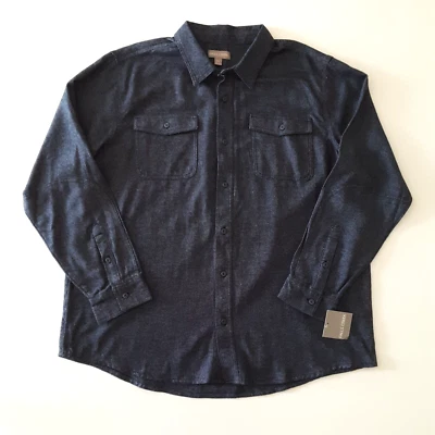 Falls Creek Mens XXL Button Front Shirt Jacket Lightweight Flannel Blue Shacket - Image 1 of 4