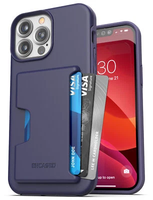 iPhone 13 Pro Max Wallet Case Protective Phone Case w Credit Card Holder Purple - Image 1 of 4
