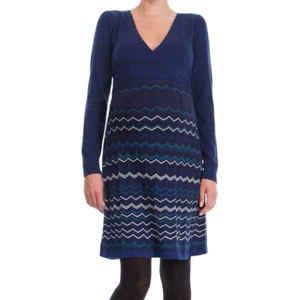Seraphine Maternity Dress Knitted Zig Zag Blue Cotton blend A Line Size UK 14 - Picture 1 of 15