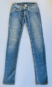 TRUE RELIGION Stella Super T White Stitch Skinny Jeans Women's Size 26 Made USA - Picture 1 of 8