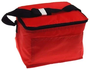 Set 3 Red Orange Lunch Bag 6 Pack Black Handle Pocket Lightweight School Picnic - Picture 1 of 4