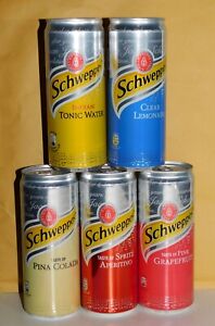 Set Empty Cans Schweppes MIX from Ukraine 330 ml. 2021 Bottom open! - 5 pcs.