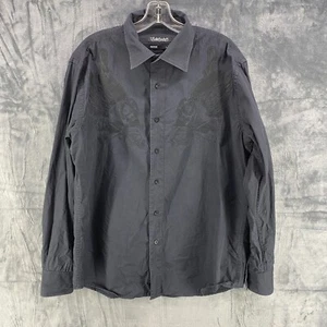 Vintage Ecko Unltd Embroidered Gas Mask Y2K Button Up Shirt Long Sleeve Size XL - Picture 1 of 14