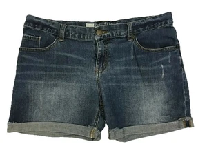 MOSSIMO BOYFRIEND JEAN SHORTS SIZE 12 CUFFED DENIM - Picture 1 of 2