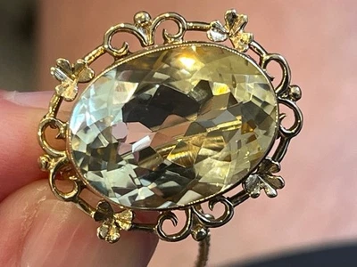 Broche citrino oro 9ct vintage con sello 1971. Foto 1 de 4