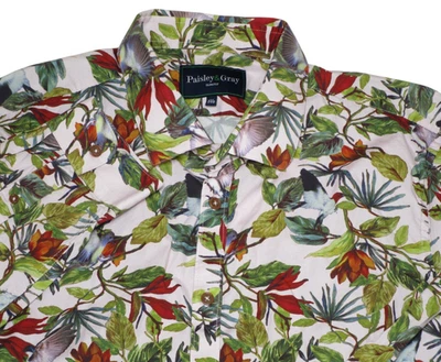 Cachemira y Gris Para Hombre Talla - 2XL Calce Ajustado Rosa Floral Manga Larga Abotonada XXL Foto 1 de 4